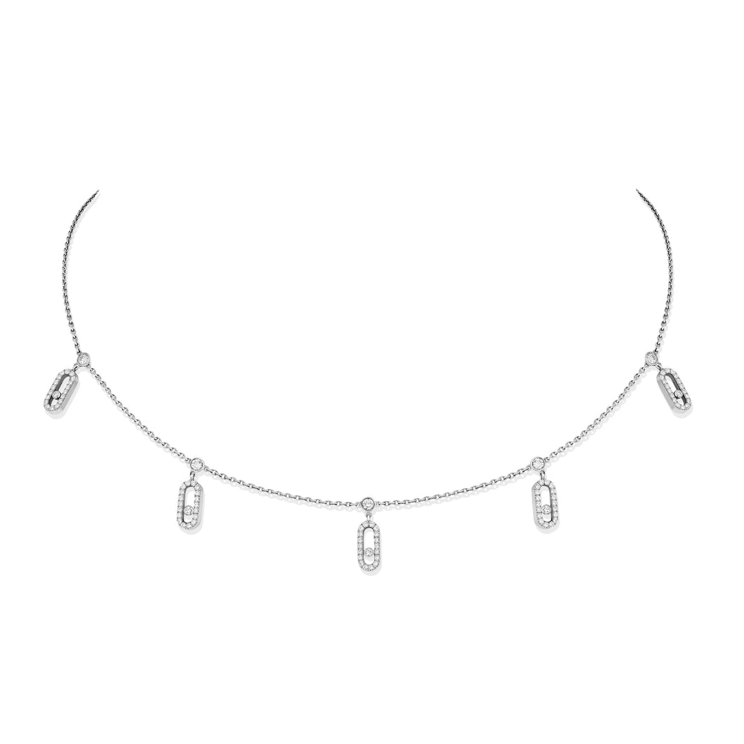 Messika Move Uno 5/8ctw Diamond Pave Drop Pendant White Gold Choker Necklace