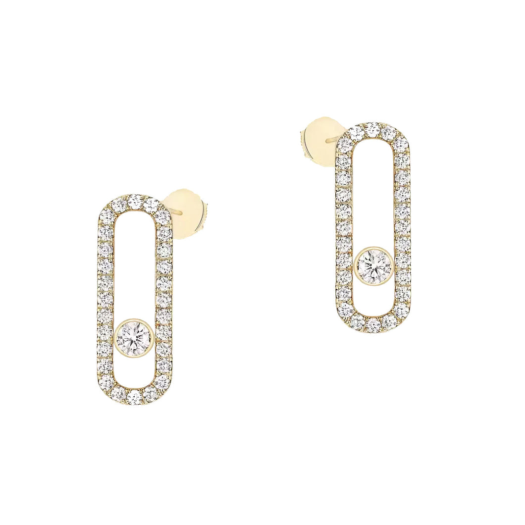 Messika Move Uno 5/8ctw Diamond Pave Yellow Gold Drop Earrings