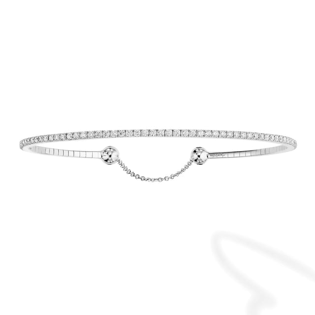 Messika Skinny 3/4ctw Diamond White Gold Bangle Bracelet