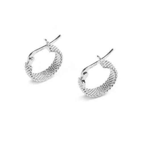 Metal Alchemist Woven Armor 15mm Sterling Silver Hoop Earrings