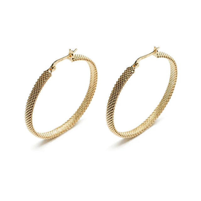 Metal Alchemist Woven Armor 38mm Gold-Filled Hoop Earrings