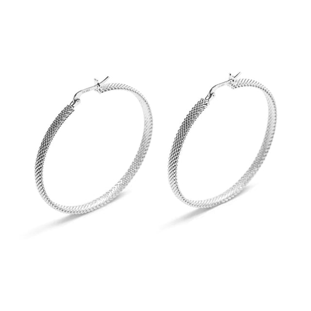 Metal Alchemist Woven Armor 45mm Sterling Silver Hoop Earrings