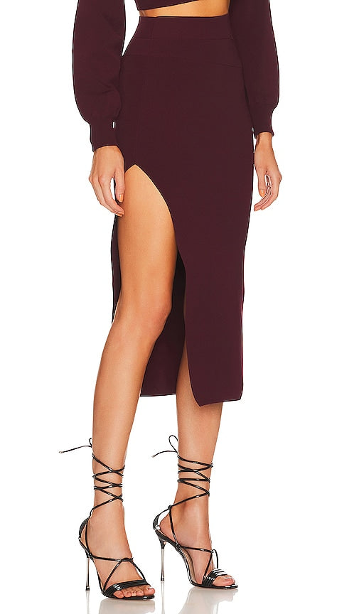 Michael Costello x REVOLVE Cut Out Knit Midi Skirt in Purple