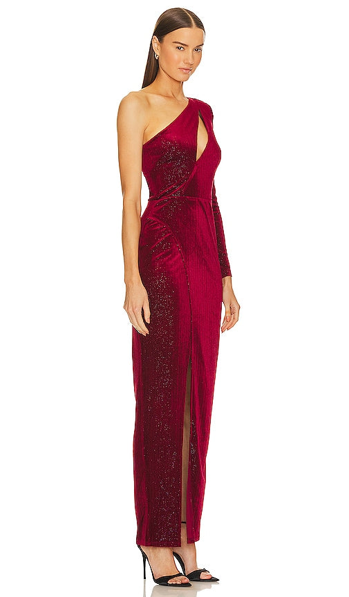 Michael Costello x REVOLVE Tallulah Gown in Burgundy