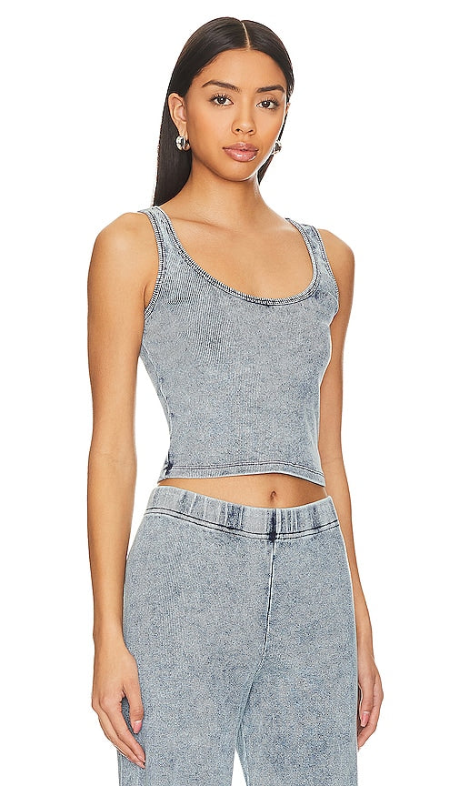 Michael Lauren Hazuki Acid Wash Tank in Blue