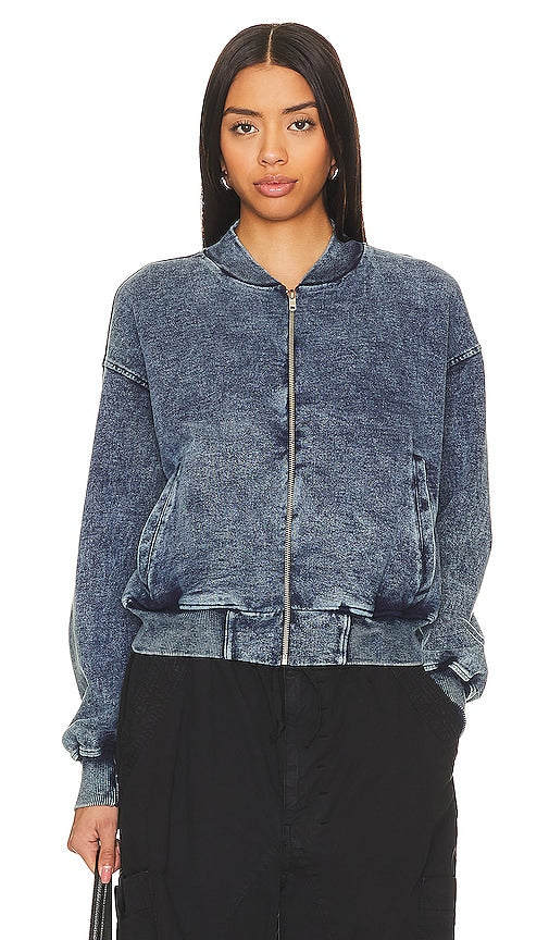 Michael Lauren Riston Acid Wash Bomber in Blue - Michael Lauren - Riston - Bomber délavé à l'acide - Bleu - Michael Lauren Riston 蓝色酸洗飞行员夹克 - Michael Lauren Riston Acid Wash Bomberjacke in Blau - Michael Lauren Riston 애시드 워시 보머 블루 색상 - Bomber lavaggio acido Michael Lauren Riston in blu