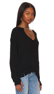 Michael Lauren Spence V-neck Pullover in Black
