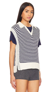 Michael Stars Torrance Collared Sweater Vest in Black