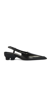 Miista Annya Court Heel in Black | Silver Sling Back Heels for Women