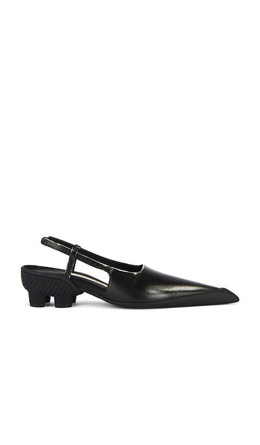 Miista Annya Court Heel in Black | Silver Sling Back Heels for Women