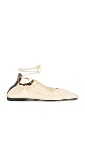 Miista Consuelo Baillerina Flat in Beige | Cream Ballet Flats for Women