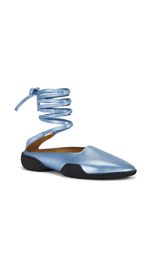Miista Nettie Lace Up Baillerina Flat in Blue