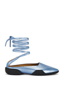 Miista Nettie Lace Up Baillerina Flat in Blue | Blue Ballet Flats for Women