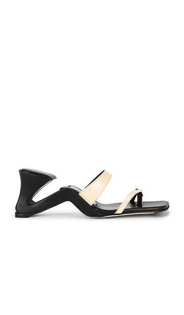 Miista Samia Sandal in Black,Cream | White Heeled Sandals for Women