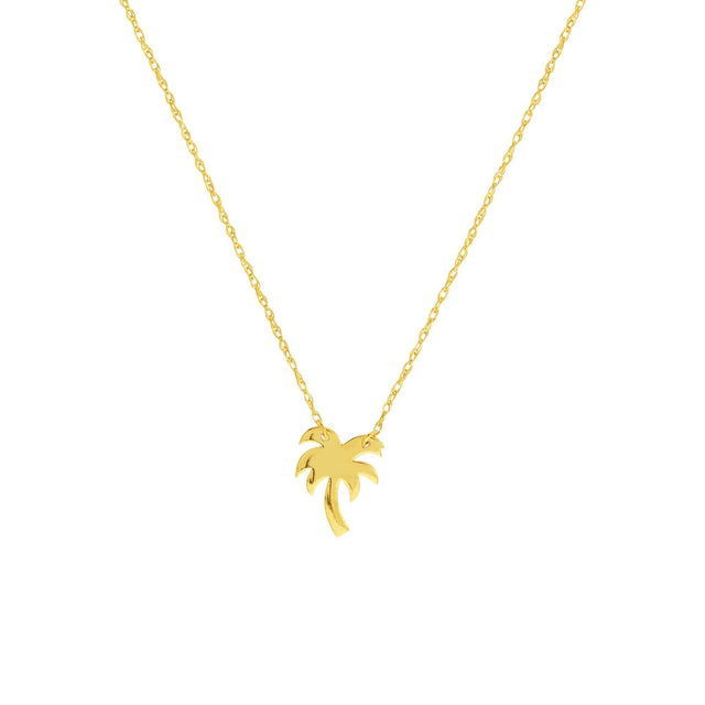 Mini Palm Tree Adjustable Yellow Gold Necklace