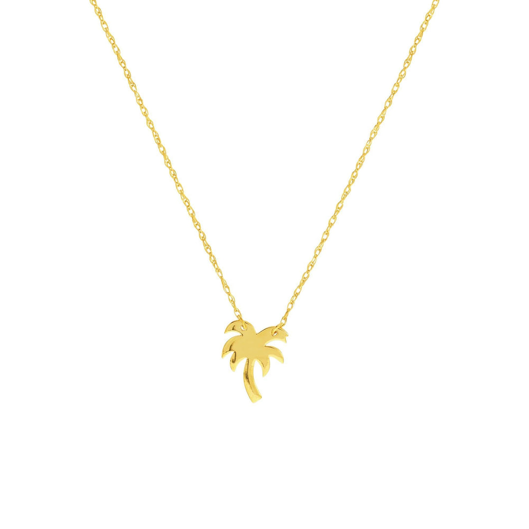 Mini Palm Tree Adjustable Yellow Gold Necklace