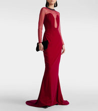 Miss Sohee Embellished cotton-blend velvet gown