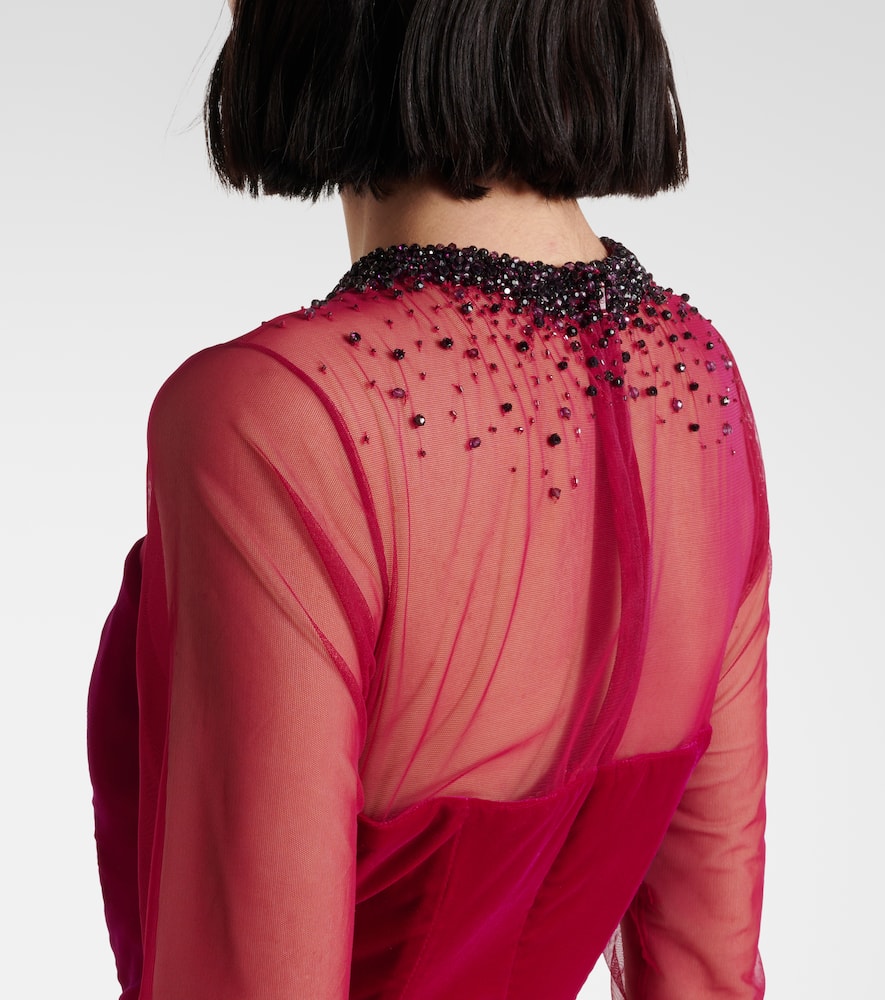 Miss Sohee Embellished cotton-blend velvet gown