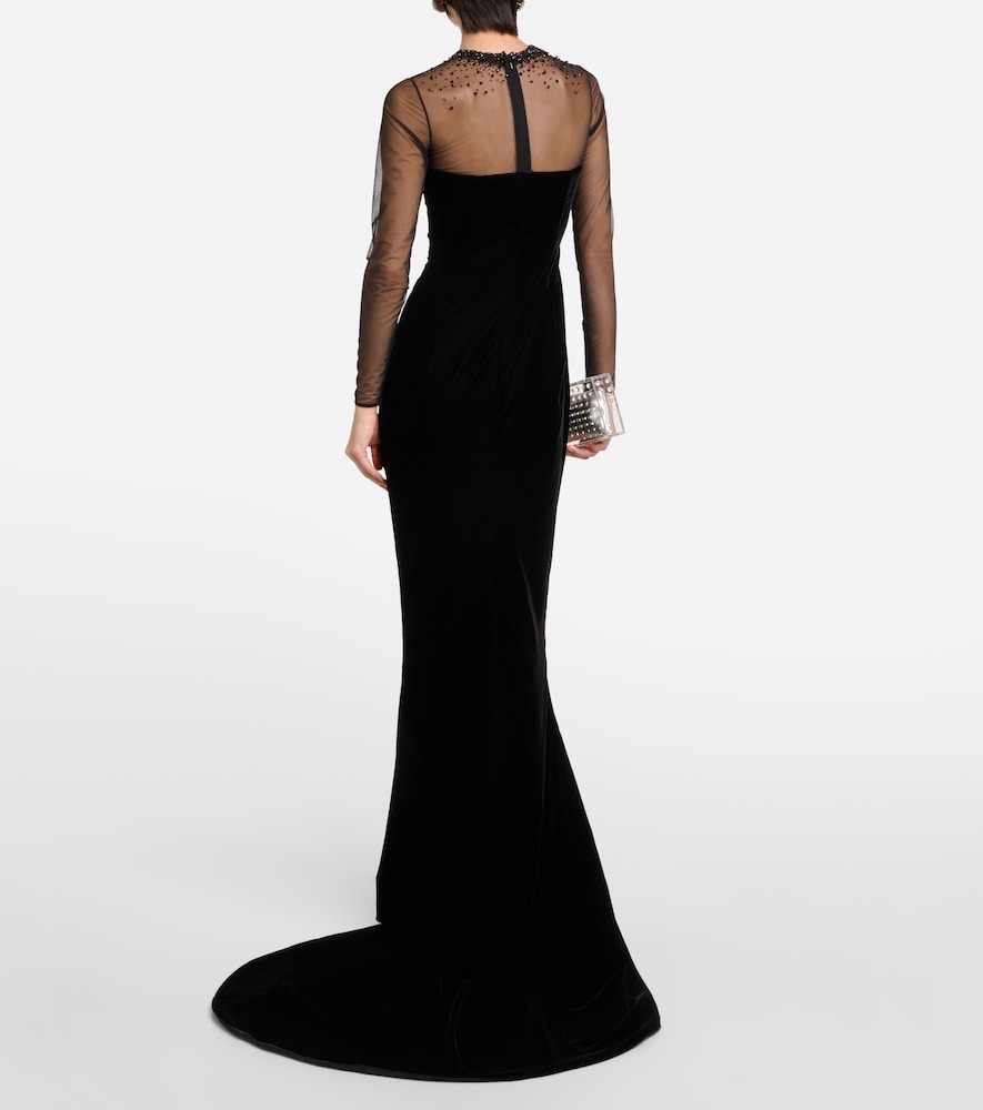 Miss Sohee Embellished velvet gown