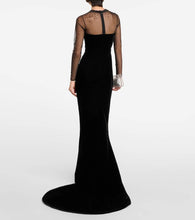 Miss Sohee Embellished velvet gown