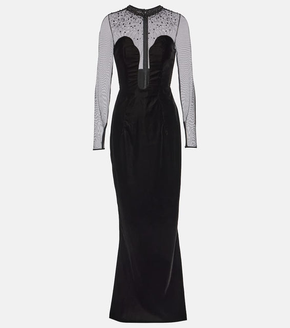 Miss Sohee Embellished velvet gown