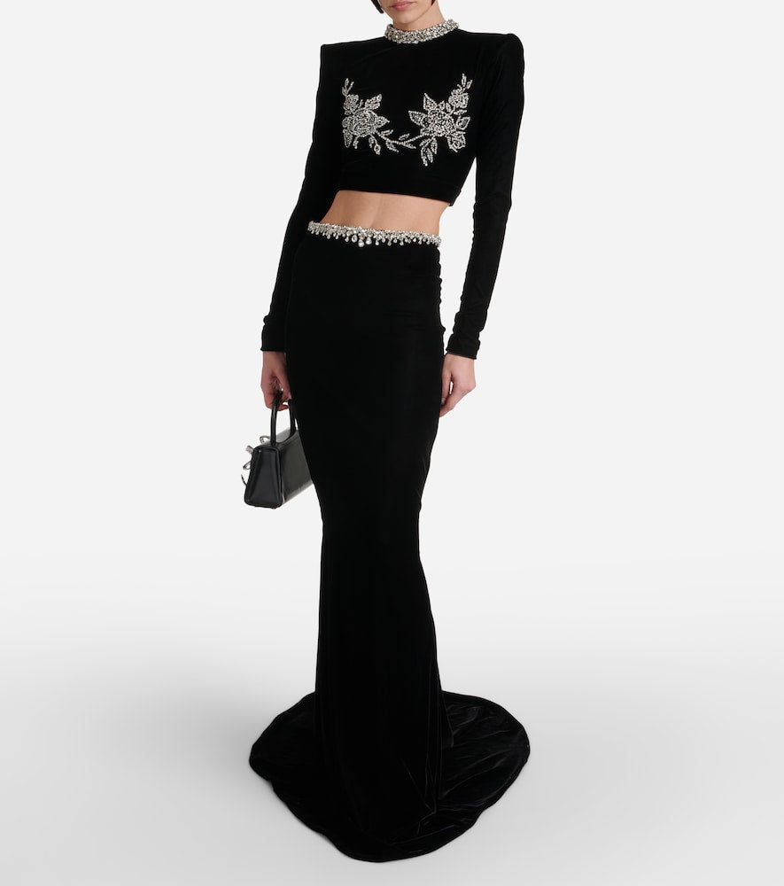 Miss Sohee Embroidered crop top and maxi skirt