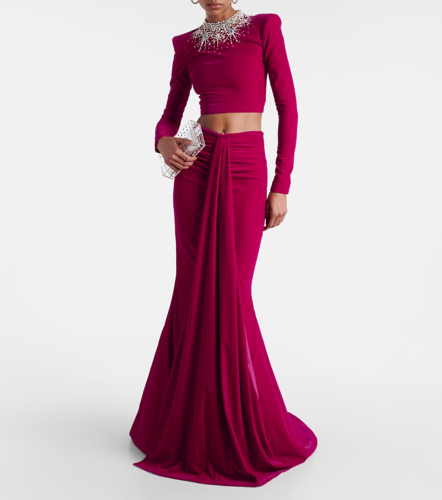 Miss Sohee Gemma embellished crop top and maxi skirt set