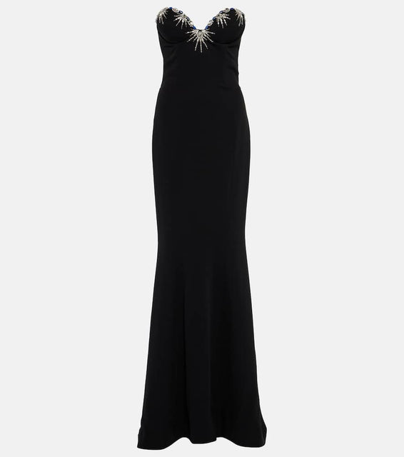 Miss Sohee Strapless silk flared gown