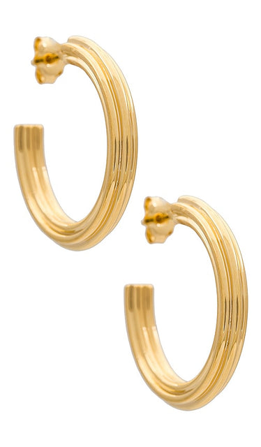 Missoma Ridge Large Hoop Earrings in Metallic Gold