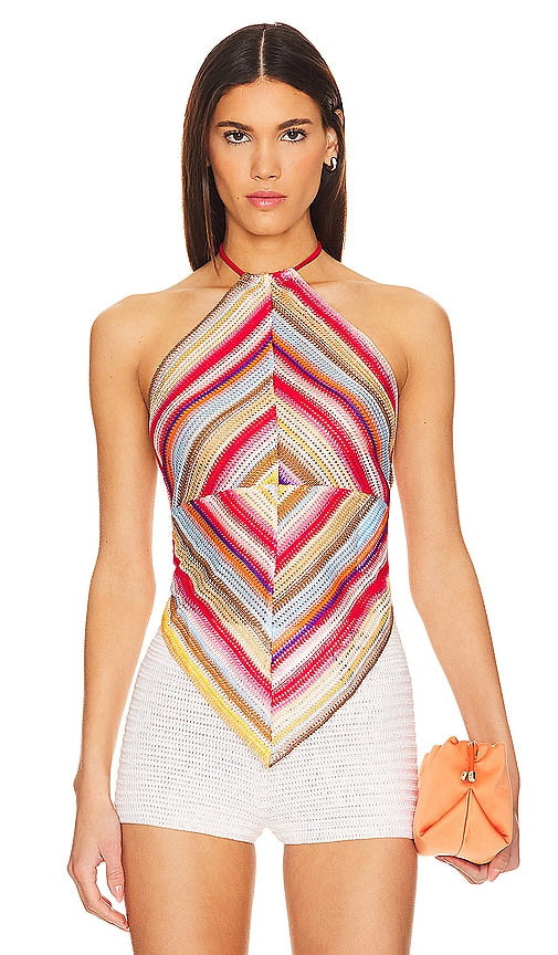 Missoni Halter Top in Red - Haut dos nu Missoni en rouge - Missoni 红色挂脖上衣 - Missoni Neckholder-Top in Rot - Missoni 홀터 탑 - Top all'americana Missoni in rosso