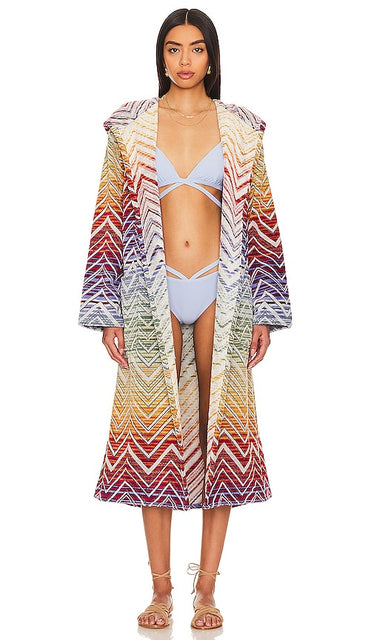 Missoni Home Tolomeo Hooded Bathrobe in Red - Missoni Home Tolomeo Peignoir à capuche en rouge - Missoni Home Tolomeo 红色连帽浴袍 - Missoni Home Tolomeo Kapuzenbademantel in Rot - Missoni Home 톨로메오 후드 목욕 가운 레드 색상 - Accappatoio con cappuccio Missoni Home Tolomeo in rosso