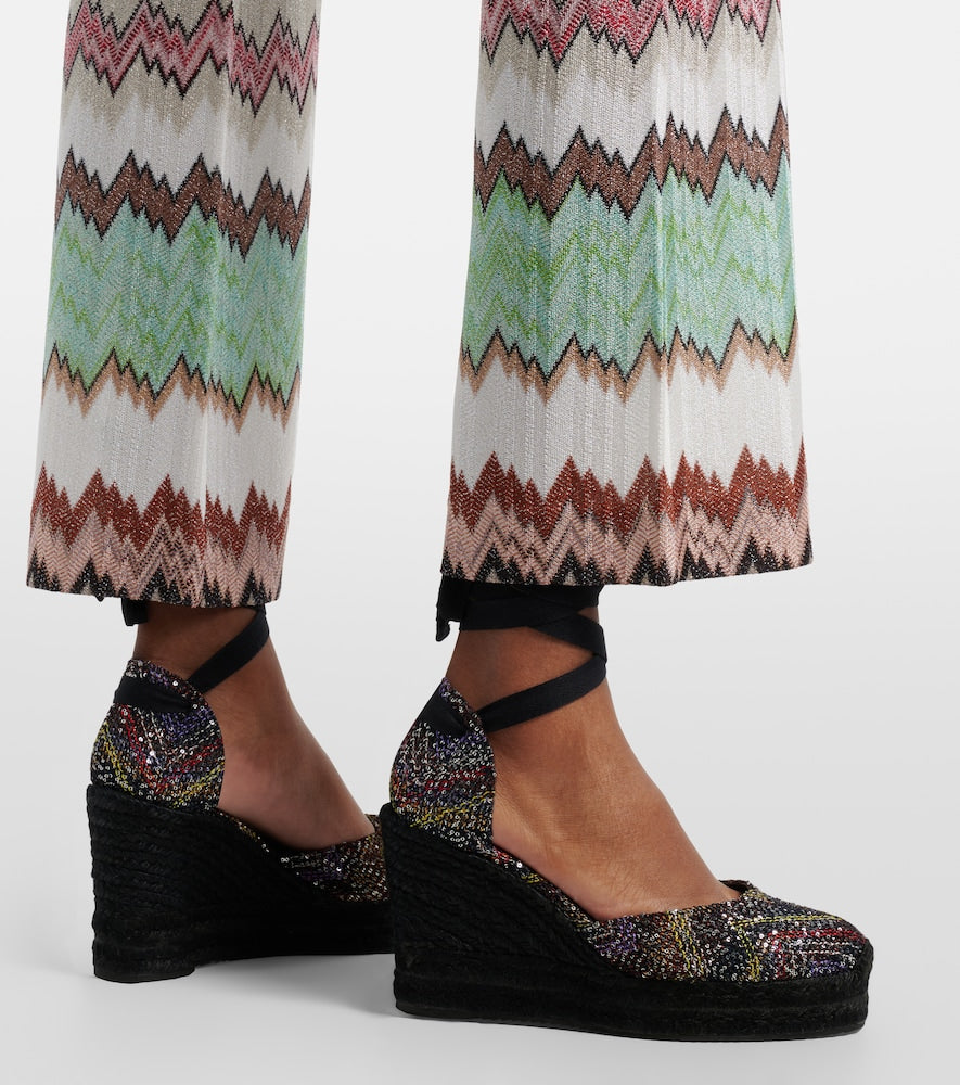 Multicoloured Missoni Eva 80 sequined espadrille wedges - High Espadrilles