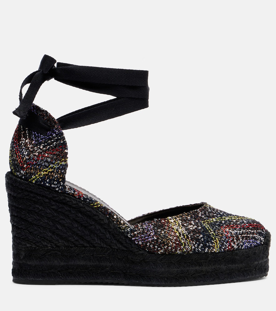 Multicoloured Missoni Eva 80 sequined espadrille wedges - High Espadrilles