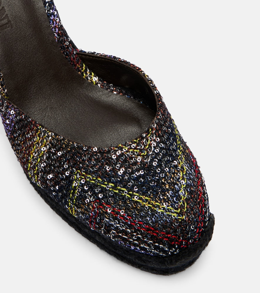Multicoloured Missoni Eva 80 sequined espadrille wedges - High Espadrilles