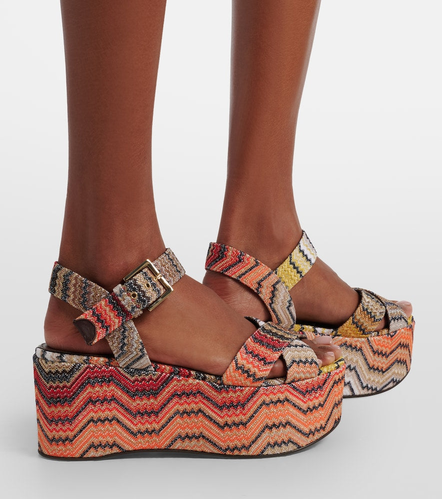 Missoni Julia Zigzag lame platform sandals in Multicoloured - Heeled Sandals