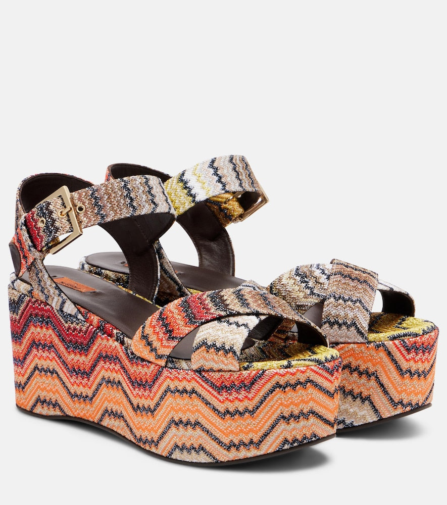 Missoni Julia Zigzag lame platform sandals in Multicoloured - Heeled Sandals