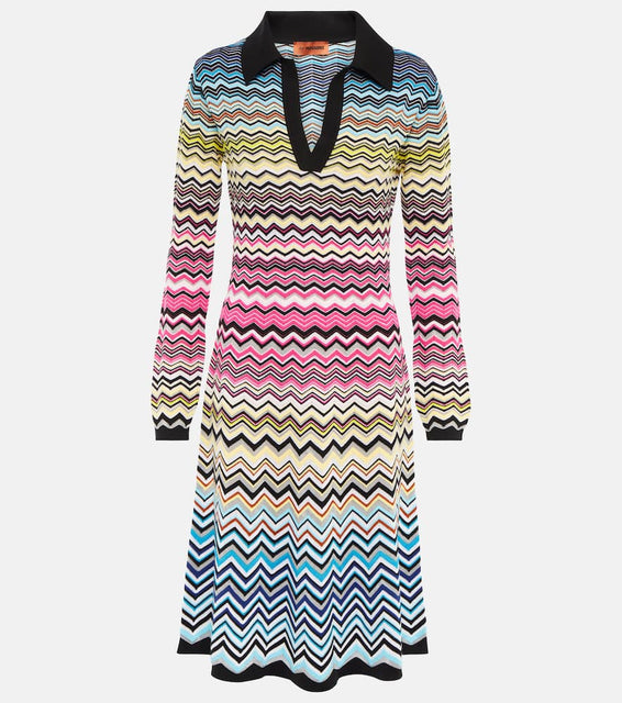 Missoni Zig-zag knit cotton-blend midi dress