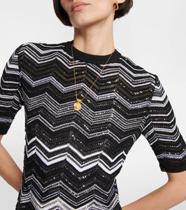 Missoni Zig-zag knit sequined minidress