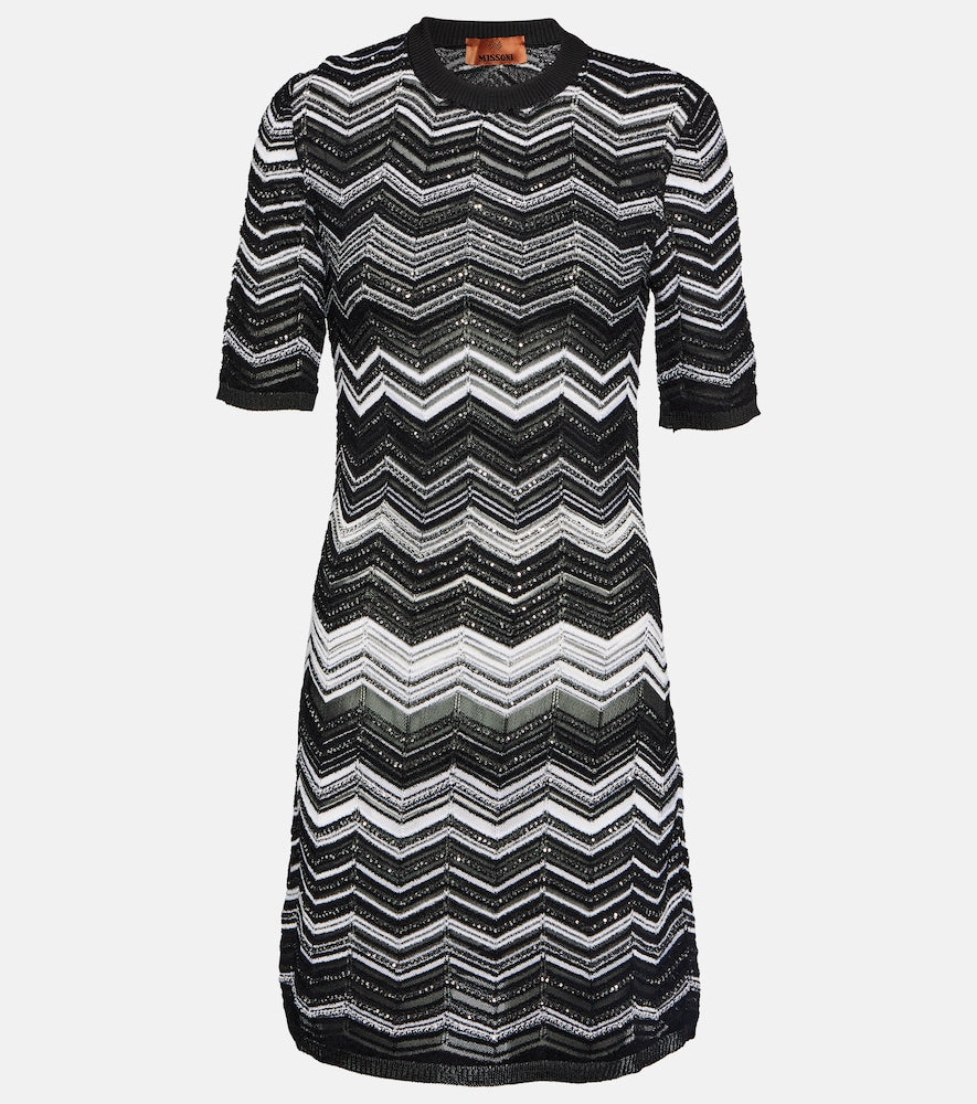 Missoni Zig-zag knit sequined minidress. Missoni 锯齿形针织亮片迷你连衣裙