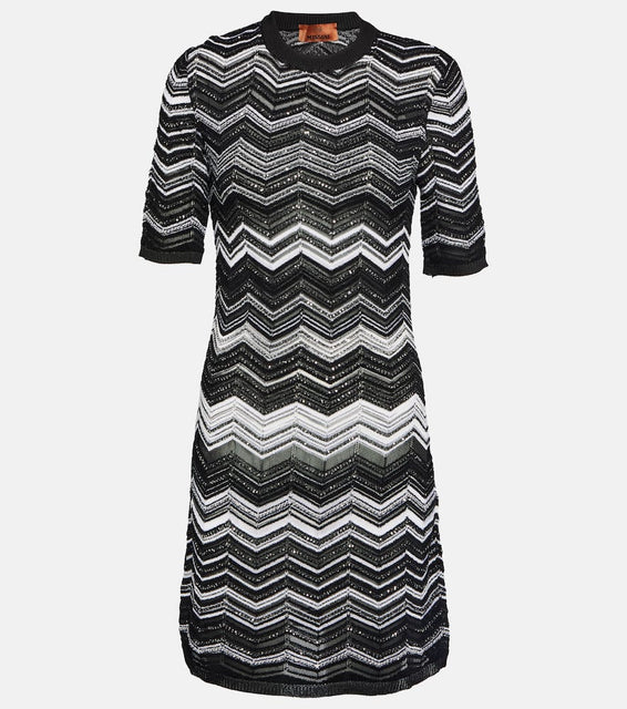 Missoni Zig-zag knit sequined minidress