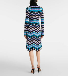 Missoni Zigzag knitted turtleneck midi dress