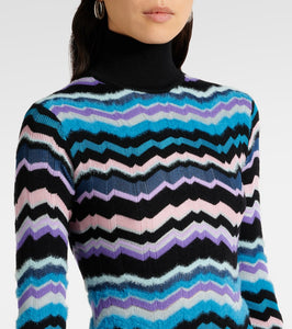 Missoni Zigzag knitted turtleneck midi dress