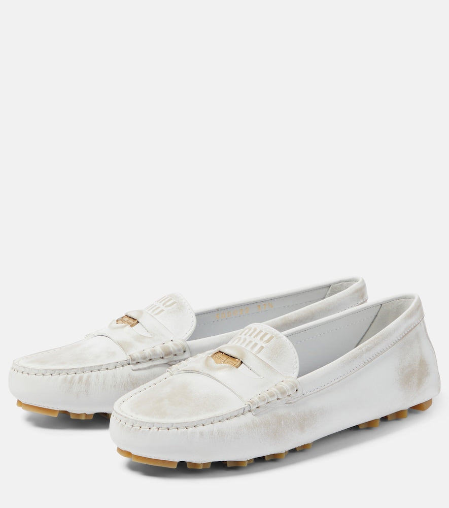 Miu Miu Distressed suede penny loafers