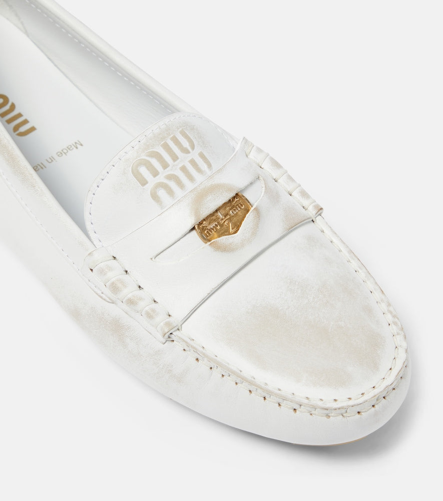 Miu Miu Distressed suede penny loafers