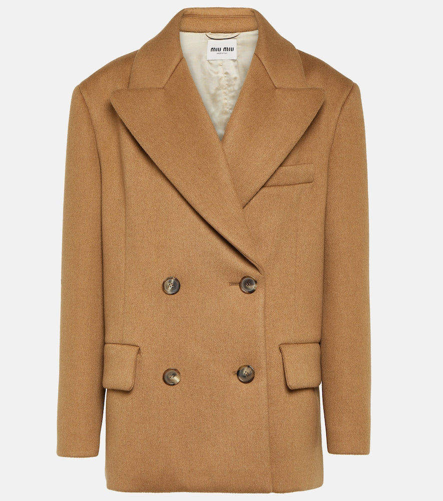 Miu Miu Double-breasted camel hair jacket - Miu Miu 双排扣驼绒外套