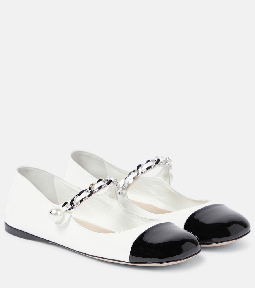 Miu Miu Embellished leather ballet flats - Miu Miu 缀饰皮革芭蕾平底鞋