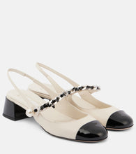 Miu Miu Embellished leather slingback pumps - Miu Miu 缀饰皮革露跟高跟鞋