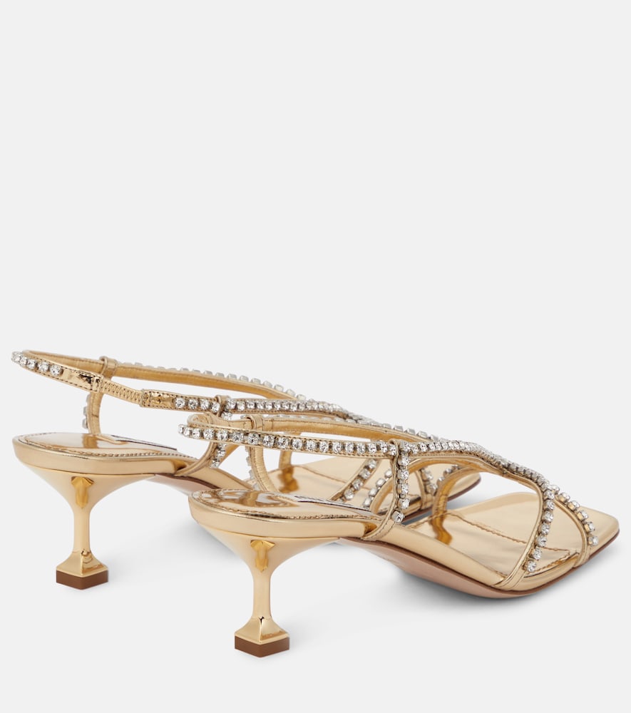 Miu Miu Embellished metallic leather sandals