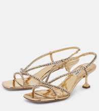 Miu Miu Embellished metallic leather sandals