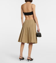 Miu Miu Embroidered pleated cotton midi skirt